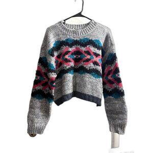 Women's Free People I Heart You Patterned Wool Blend Cropped Sweater Size S
